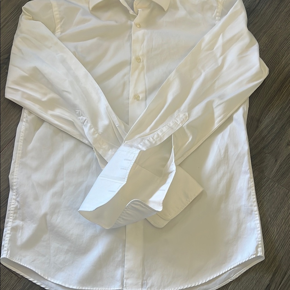 100% white cotton made in turkey Classic White Long Sleeve Dress Shirt - Picture 3 of 9